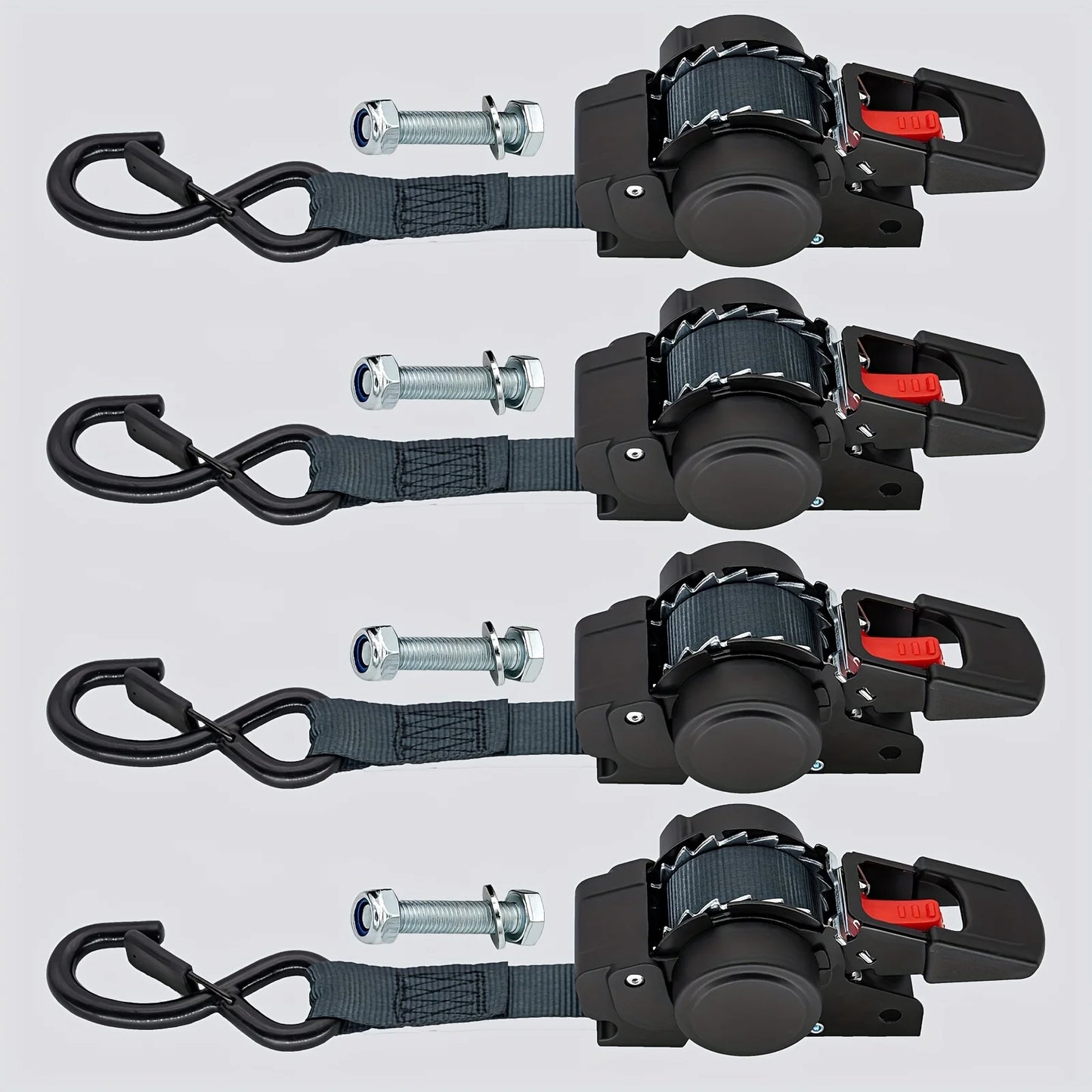 Automatic Retractable Cargo Ratchet Tie Down Straps – Self-Locking Tensioner Secure Load & Luggage Fastening System for Transport Safety