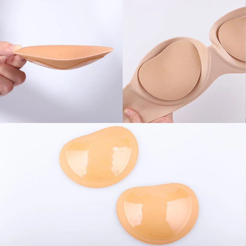 3D Thicken Chest Pads Bikini Set – Push-Up Padded Swimsuit with Silicone Bra Pads & Nipple Cover for Women