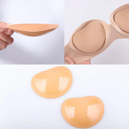 3D Thicken Chest Pads Bikini Set – Push-Up Padded Swimsuit with Silicone Bra Pads & Nipple Cover for Women
