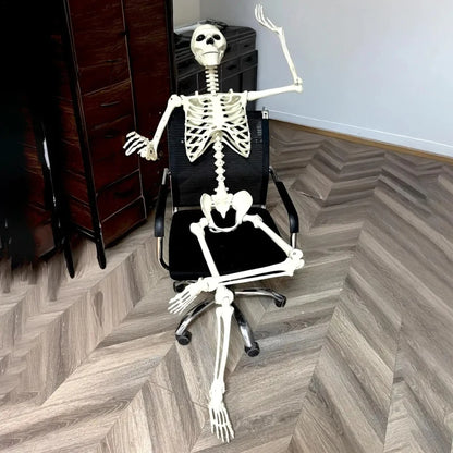 Halloween Life Size Human Skeleton Decoration — Realistic Body Bones with Posable Joints for Haunted House Horror Props
