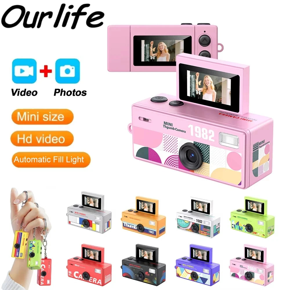 Ourlife Mini Keychain Camera - 0.96-Inch Flip Screen Retro CCD 720P Digital Video Recorder