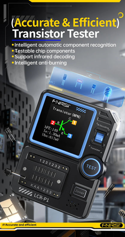 FNIRSI LCR-P1 Multifunctional Transistor Tester & LCR ESR Multimeter for Diodes, Capacitance, Resistance
