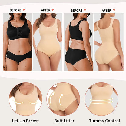 Women’s Tummy Control Shapewear Bodysuit - Butt Lifter Slimming Body Shaper for Invisible Under Dress Wear