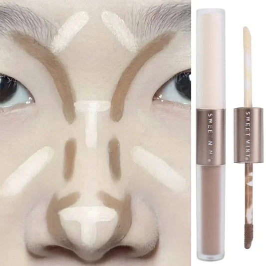 Double-Ended 2-in-1 Highlighting & Contouring Stick — Concealer Pencil for Nose Shadow & Bronzing Makeup