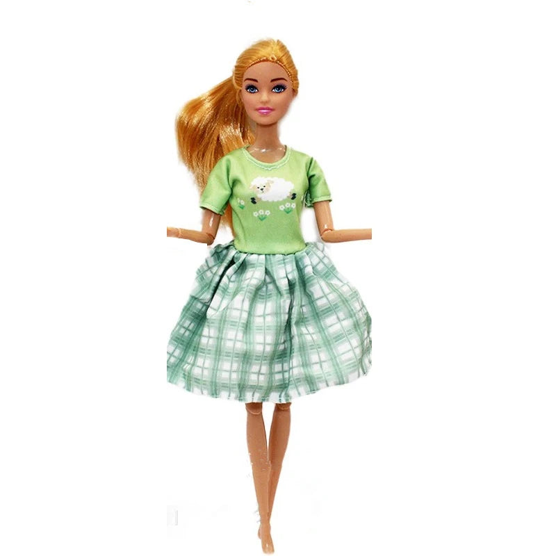 30cm Girl Doll with Joints — 11.5-inch Fashion Rainbow Skirt Full Dress-Up Toy for Girls
