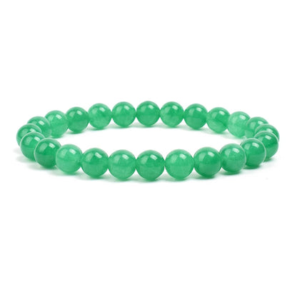 Natural Stone Bead Bracelet - Amethyst Crystal Quartz Aquamarine Jade Agate Elastic Bangle Jewelry for Women & Men