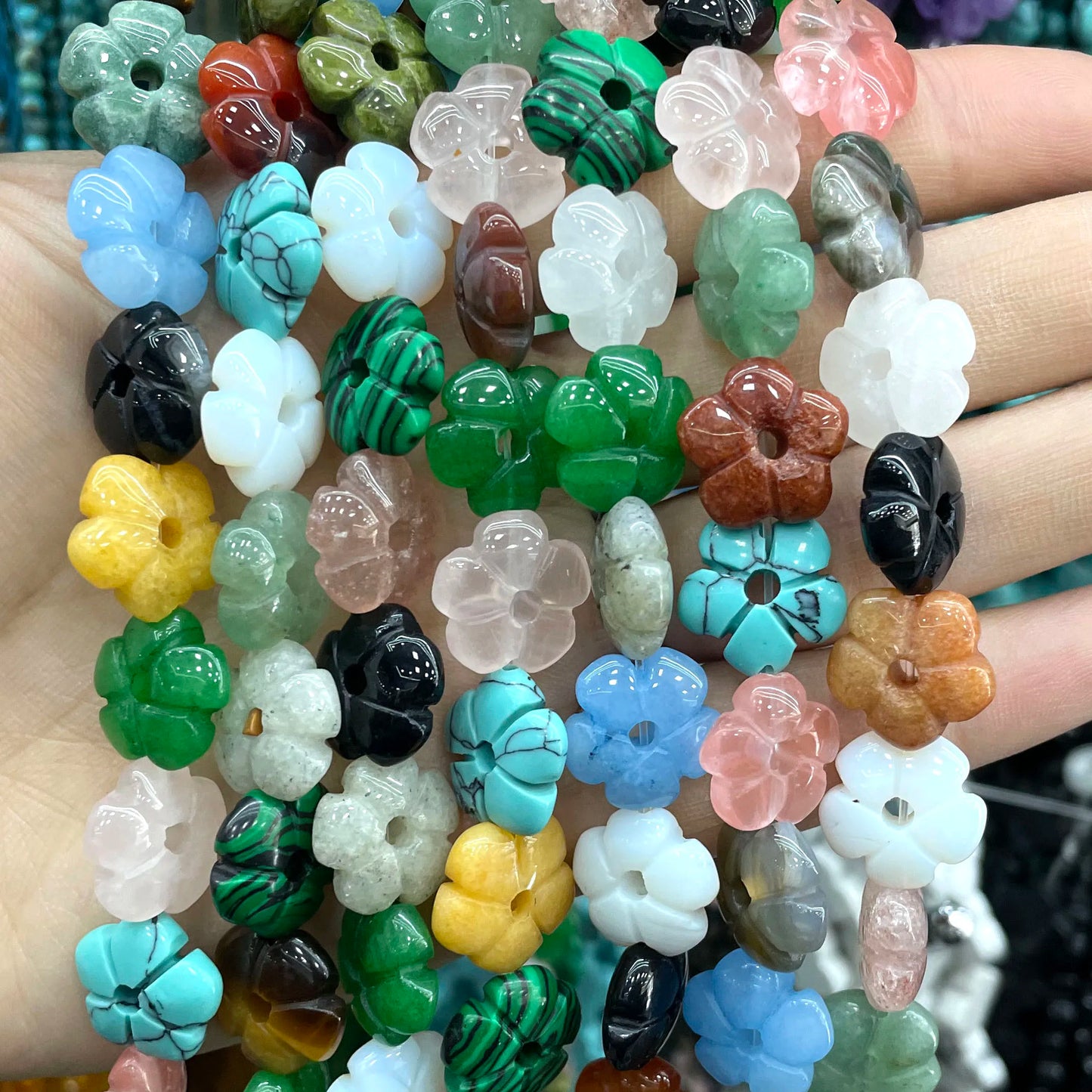 Natural Gemstone Beads - Agate Quartz Turquoise Faceted Rondelle Spacer Beads for DIY Jewelry Making & Bracelets