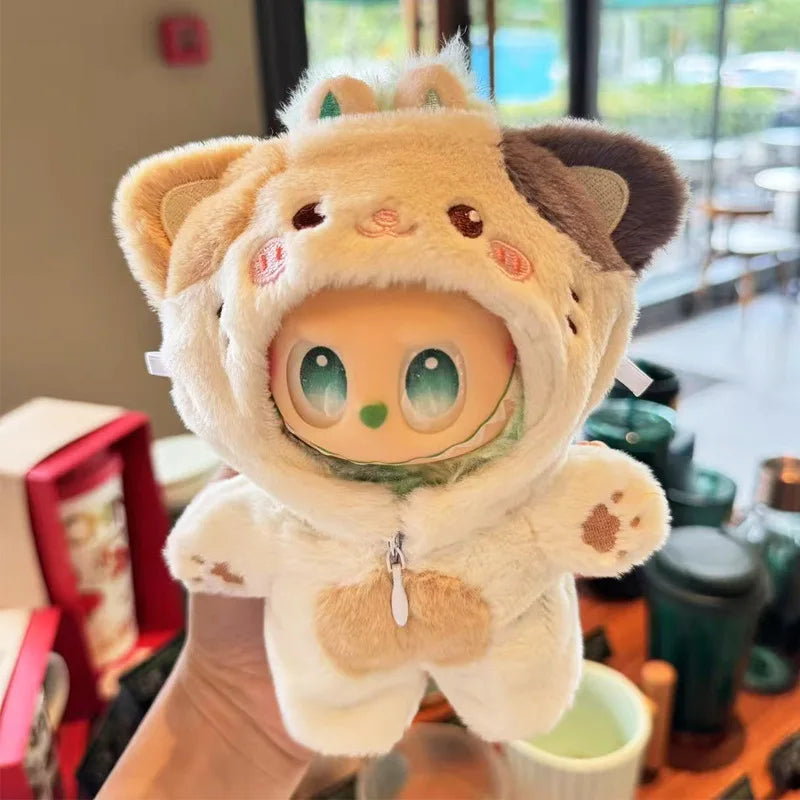 Cute Pink Rabbit & Elephant Jumpsuit for Labubu V1–V2 Dolls – Fun Animal Outfit & Accessories