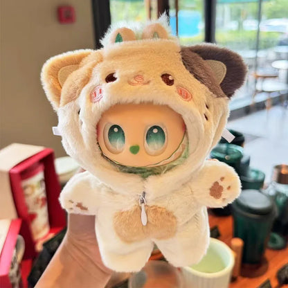 Cute Pink Rabbit & Elephant Jumpsuit for Labubu V1–V2 Dolls – Fun Animal Outfit & Accessories