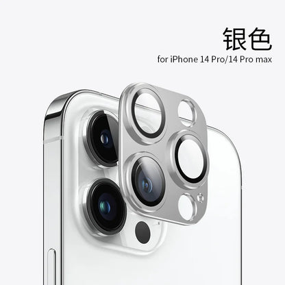 Titanium Gray Metal Camera Lens Protector - Premium Glass Protection Cover for iPhone 15 Pro Max, 14 Pro & 13 Series