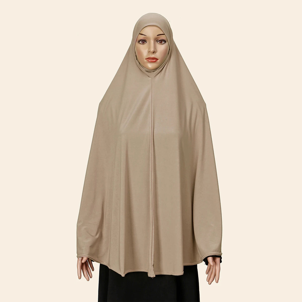 Women’s Full Cover Muslim Abaya – Solid Color Cotton Hemp Inner Hijab & Long Shawl Ramadan Prayer Dress