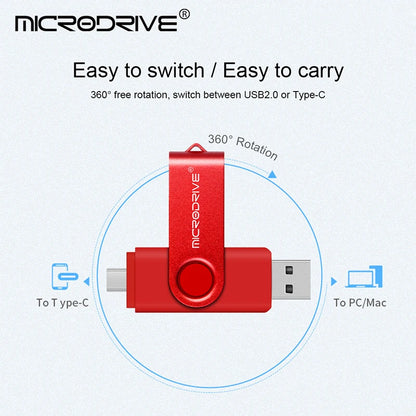 2-in-1 Metal OTG USB Flash Drive – Type-C & USB Memory Stick (4GB to 128GB) for Phones & PCs