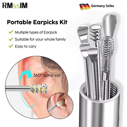 Ear Cleaner Set: Earpick Ear Wax Remover Spoon Curette - Spiral Ear Cleaning Kit for Easy Earwax Removal - Gadget for Ear Hygiene