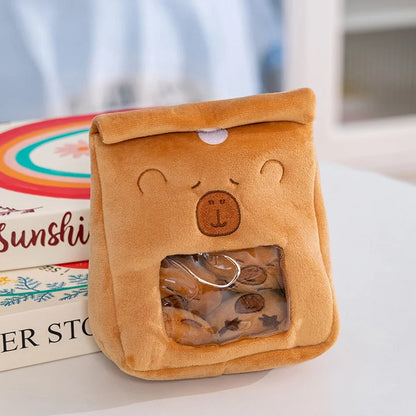 Cartoon Capybara Plush Snack Bag – Adorable Stuffed Capibara Doll Toy Creative Pudding Bag Kawaii Gift for Kids