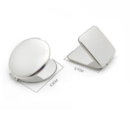 Portable Stainless Steel Makeup Mirror – Foldable Handheld Cosmetic Mirror for Women, Various Shapes