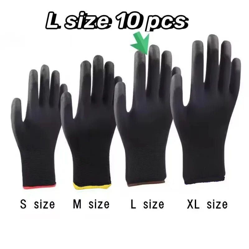 10 Pairs Safety Work Gloves - Anti-Slip, Wear-Resistant ESD Protection for Gardening & Woodworking