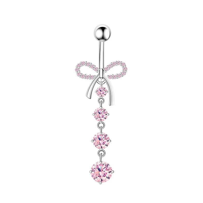 Stainless Steel CZ Belly Button Piercing – Heart & Butterfly Navel Barbell Jewelry for Women Sexy Navel Ring