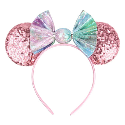Disney Cartoon Mouse Ears Headband - Sequin Bow Hair Accessory for Girls, Birthday Parties & Cosplay