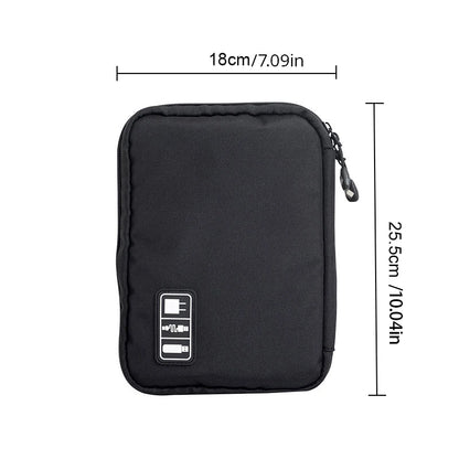 Black & Green Portable Storage Bag – Waterproof Electronic Accessory Organizer for USB Cables, Chargers & Travel