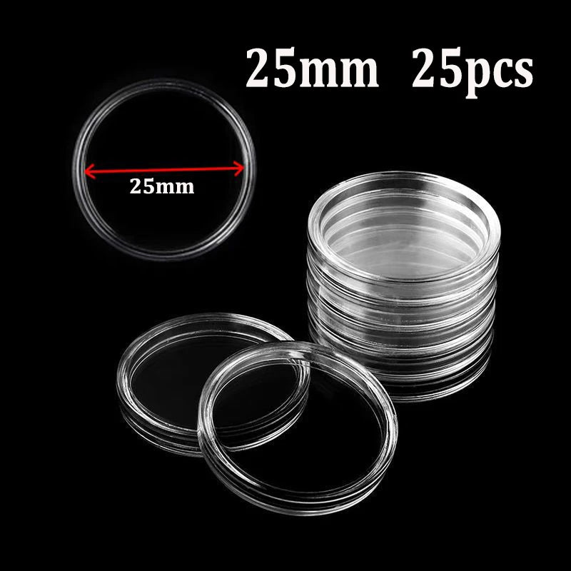 Coin Capsules Storage Box - Clear Plastic Holders for 21/23/25/30/32/38/40/45mm Coins
