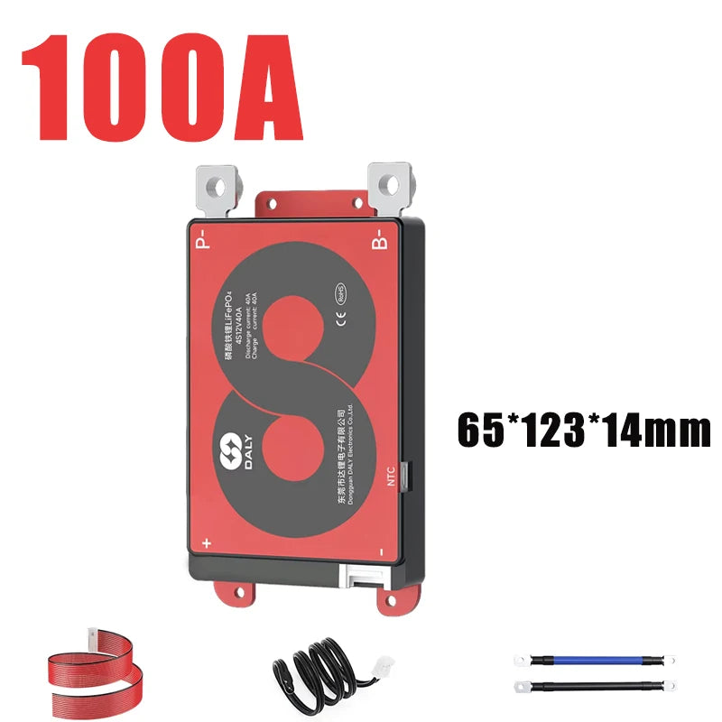 DALY Li-Ion LiFePO4 BMS Battery Protection Board - 4S–24S 15A–100A Balance BMS with NTC Temperature Sensor