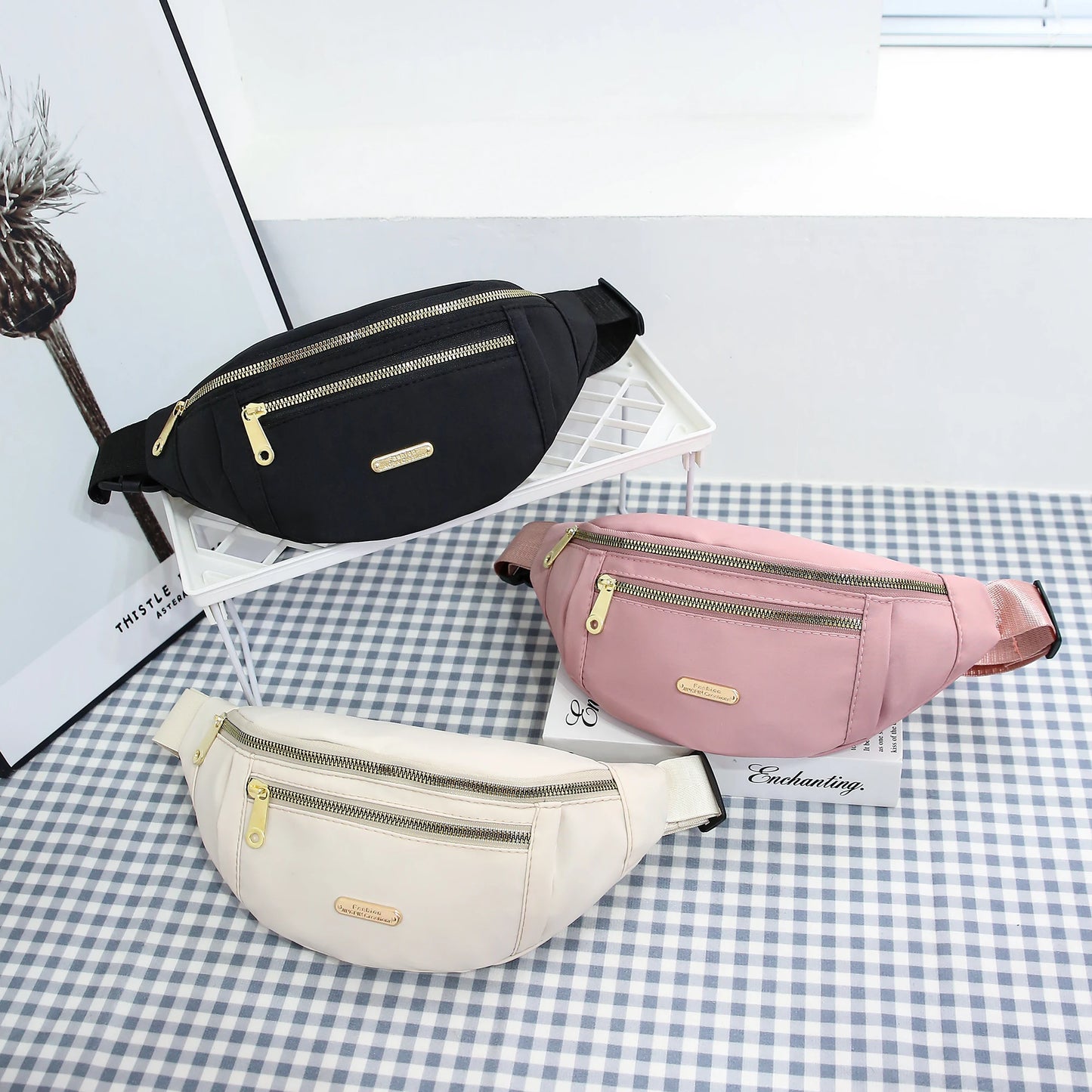 Women's Waterproof Fanny Pack - Adjustable Waist Bag for Travel, Sports, Running