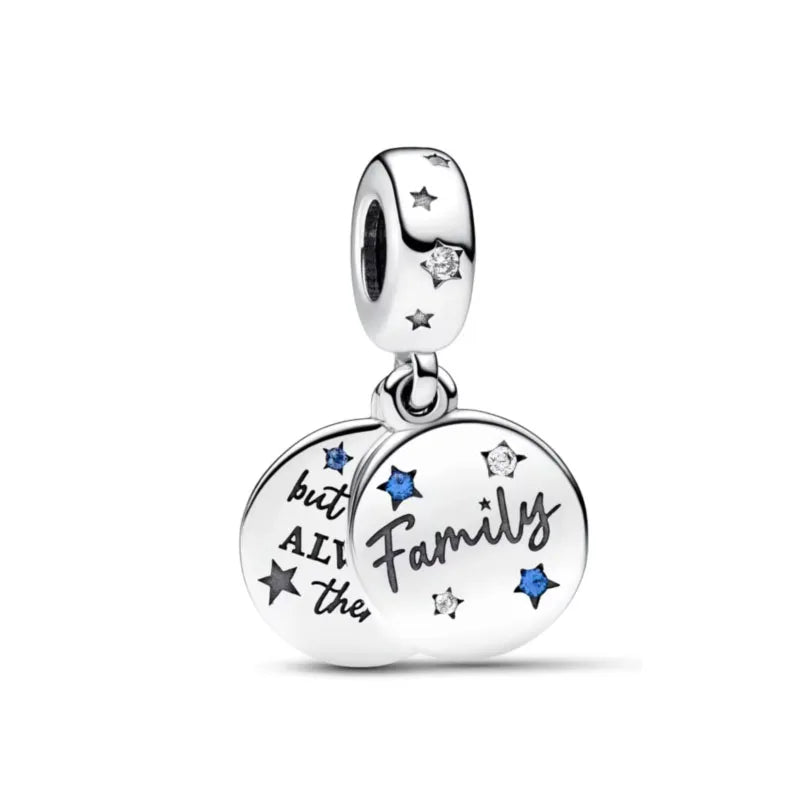 Europe 925 Silver Family Charm Pendant - Boy, Girl, Mom & Sisters Bead for Pandora Bracelet, Sparkling Dangle Jewelry