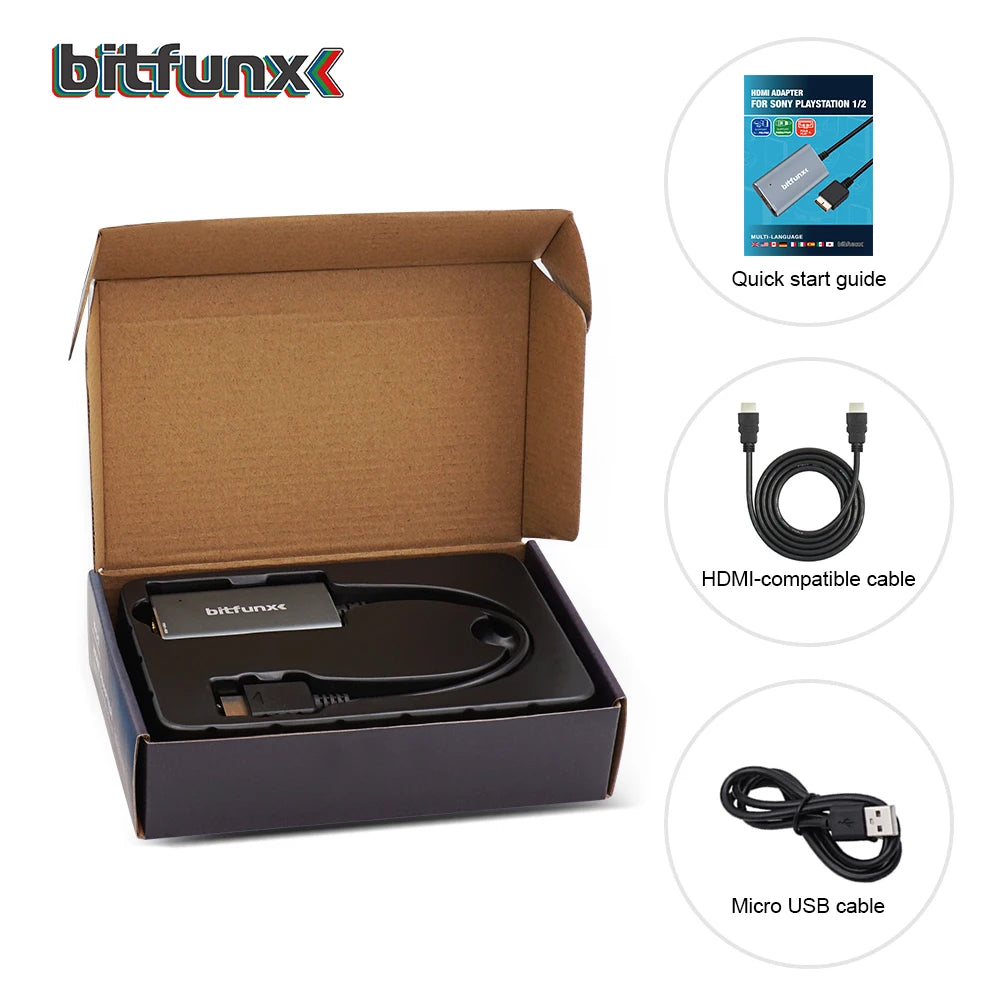 Bitfunx PS2 to HDMI Converter – RGB to YPbPr Switch Adapter for PS1 & PS2 PlayStation Game Consoles