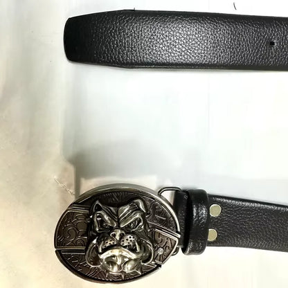 Vintage Adjustable Belt – Metal Buckle Fashion Waistband for Men, Punk Western Cowboy Style with Embossed Design