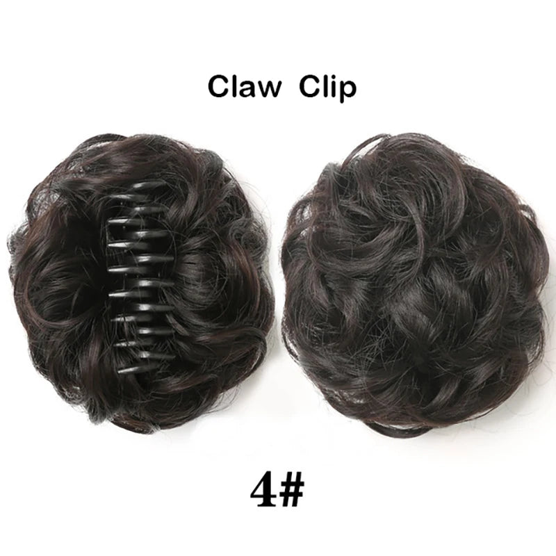 Sunslymei Synthetic Hair Bun Clip-in – Curly Messy Chignon Ponytail Hairpiece Scrunchie Extensions for Women