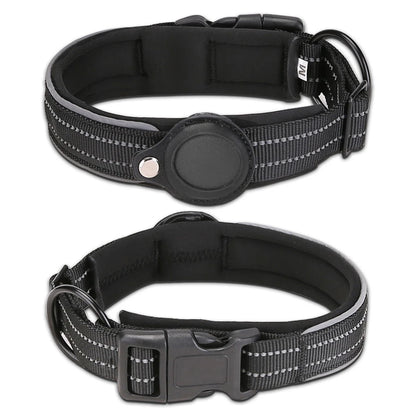 Reflective Padded AirTag Dog Collar – Integrated AirTag Holder for Small, Medium & Large Dogs