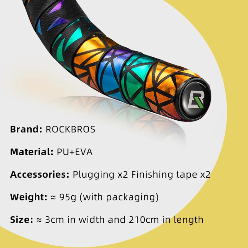 ROCKBROS Bicycle Handlebar Tape – Non-Slip Shock-Absorbing Curved Bar Straps for Road Bikes
