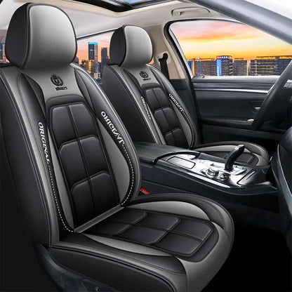 Universal Full Leather Car Seat Cover - All-Season Driver & Passenger Seat Cushion Pad