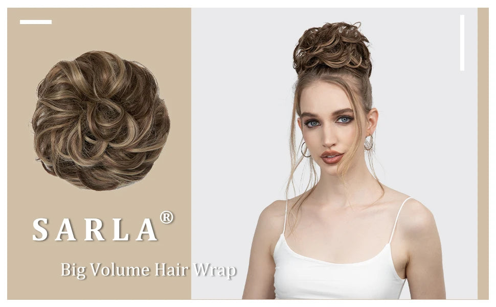 Synthetic Messy Hairpiece Chignon Scrunchie – Blonde & Brown Donut Bun for Women, Elastic Daily Use Hair Extension H9