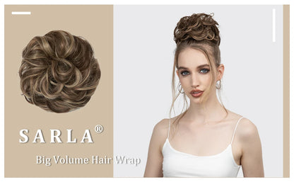 Synthetic Messy Hairpiece Chignon Scrunchie – Blonde & Brown Donut Bun for Women, Elastic Daily Use Hair Extension H9