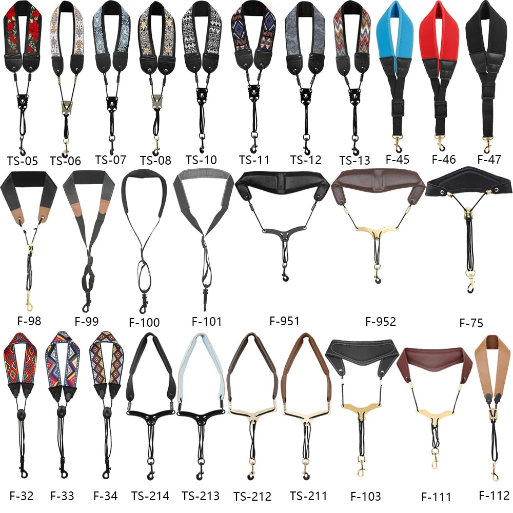 Saxophone Neck Strap - Adjustable Leather Universal Fit for Soprano, Alto, Tenor Sax with Secure Closed Hooks