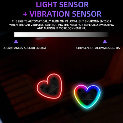 Heart-Shaped Solar Car Ambient Light - Dynamic Gradient RGB LED Interior Decoration Accessory