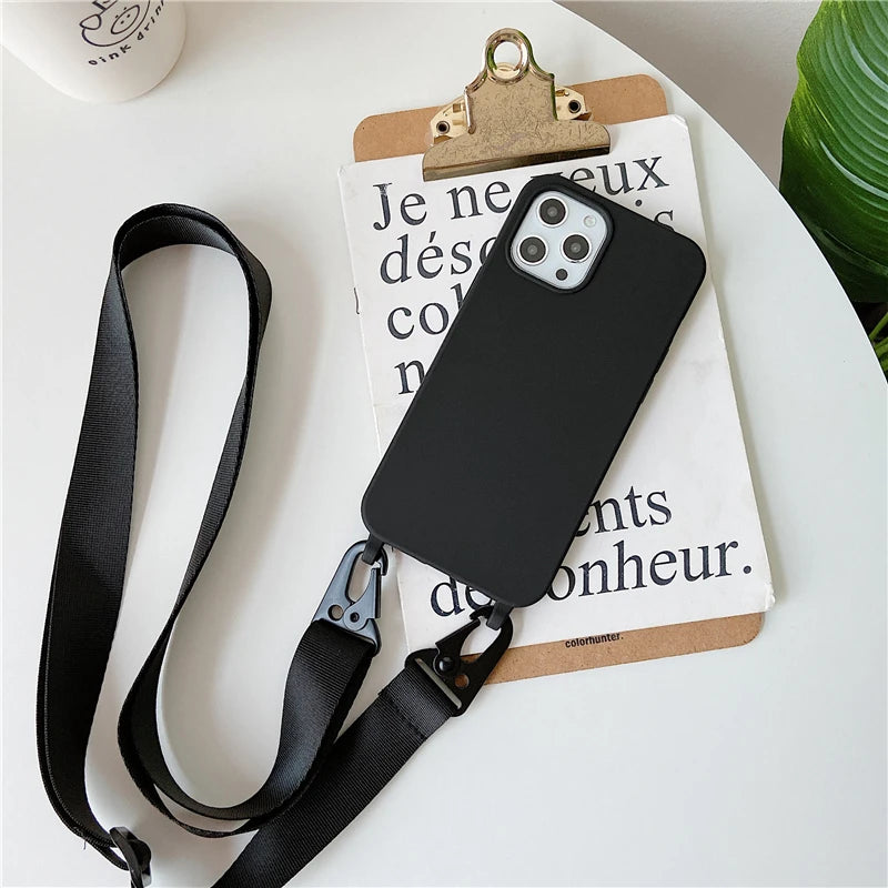 Crossbody Lanyard Silicone Soft Case for iPhone – Shockproof Necklace Strap Cover for iPhone 7–15 Pro Max, XR, XS, X, 11–14
