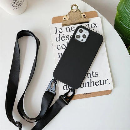 Crossbody Lanyard Silicone Soft Case for iPhone – Shockproof Necklace Strap Cover for iPhone 7–15 Pro Max, XR, XS, X, 11–14
