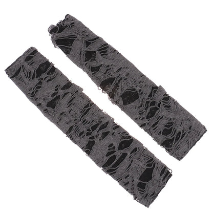 Sexy Gothic Fingerless Gloves – Ripped Broken Slit Halloween Cosplay Gloves with Holes Design for Adults Costume Wear