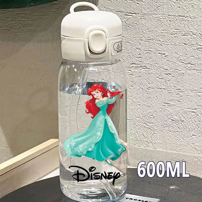 600/400ML Mermaid Princess Water Cup – Portable Transparent Plastic Sport Bottle for Kids