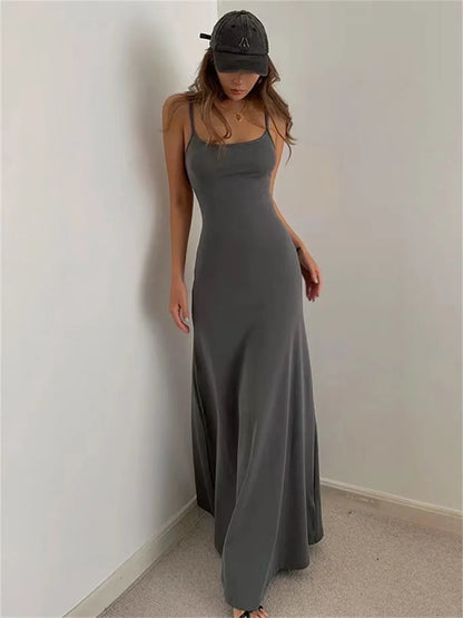 Woman's Sexy Sleeveless Bodycon Dress: Spring/Summer Spaghetti Strap Split Sheath Style - Vestidos SS161