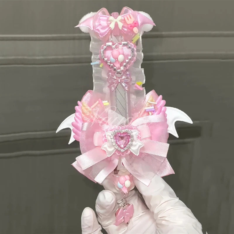 Sweet Pink Korean Y2K Heart Bow Utility Knife – Cute Portable Box Cutter for Students & Scrapbooking