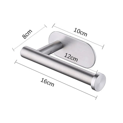 Stainless Steel Self-Adhesive Toilet Paper Holder: Wall-Mounted No Punching Tissue Dispenser for Bathroom & Kitchen - Convenient Roll Holder