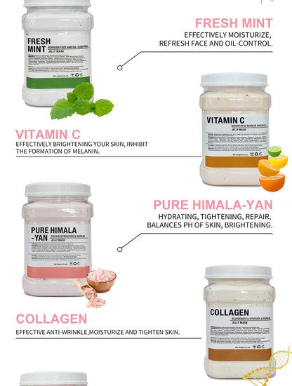 650g Chamomile Hyaluronic Acid Jelly Mask – Rose Moisturizing Facial Powder with Silicone Brush for Skin Elasticity