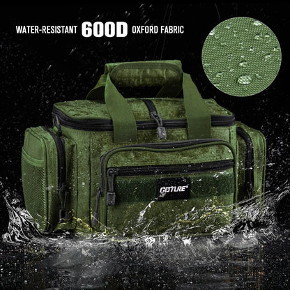 Goture Fishing Tackle Bag - High Capacity Shoulder Bag, 600D Oxford Cloth, 38x23x19cm, for Outdoor Cycling, Camping and Picnic