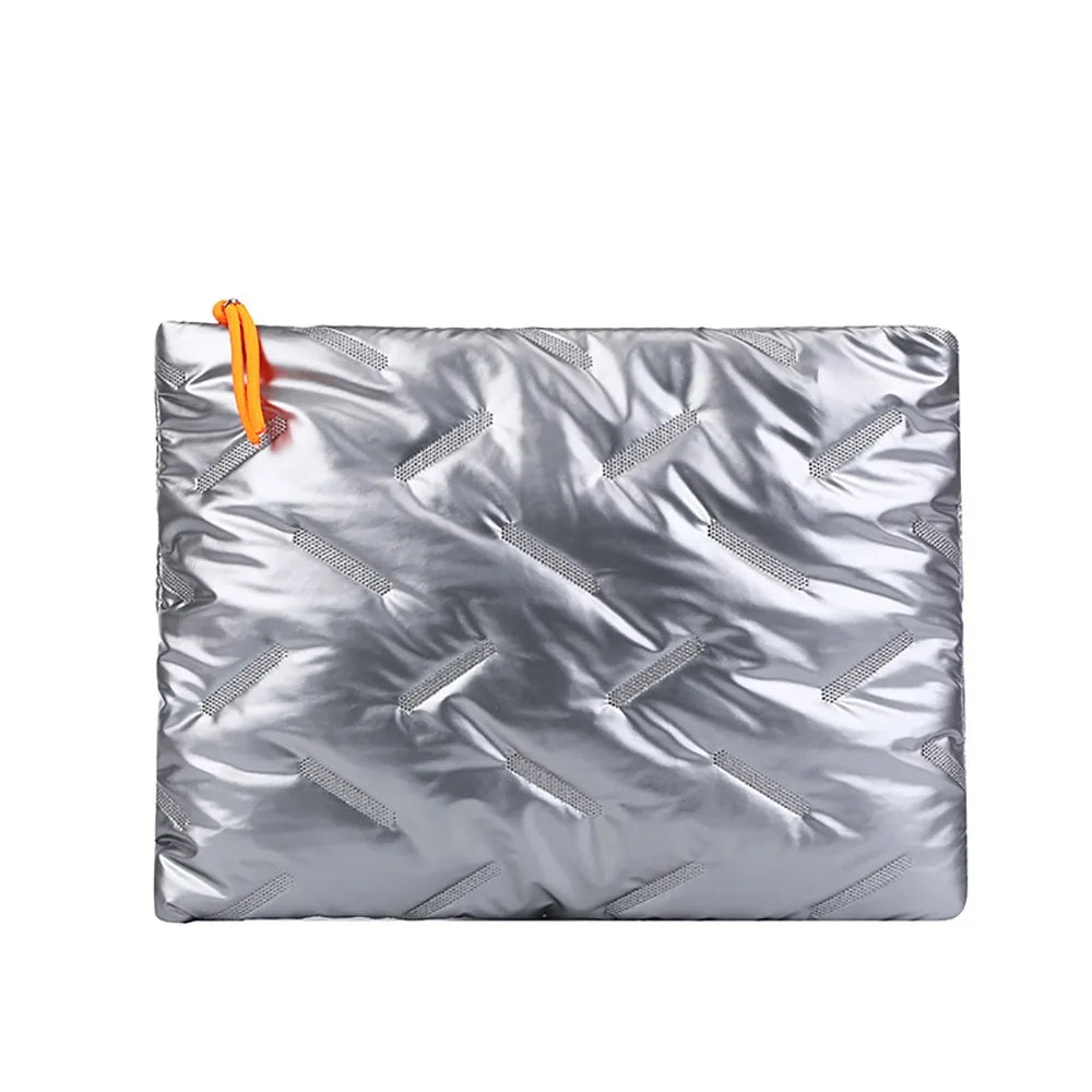 Trendy Puffy Cotton Laptop Bag 14 Inch — Waterproof, Shockproof Sleeve with Shoulder Strap for MacBook, Lenovo, Huawei