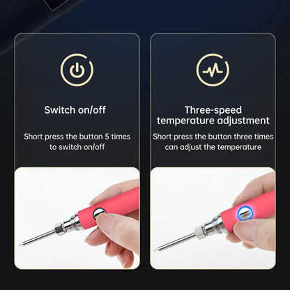 Mini USB Soldering Iron 510 Interface – 650mAh Rechargeable Fast Heating Electric Repair Tool with Adjustable Voltage Solder Pen