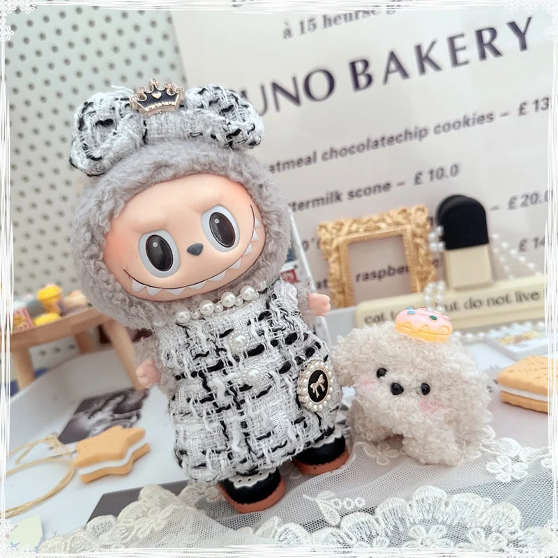 17cm Labubu Doll Accessories - Luxury Sweet Woolen Suit, Crossbody Bag & Princess Shoes Set