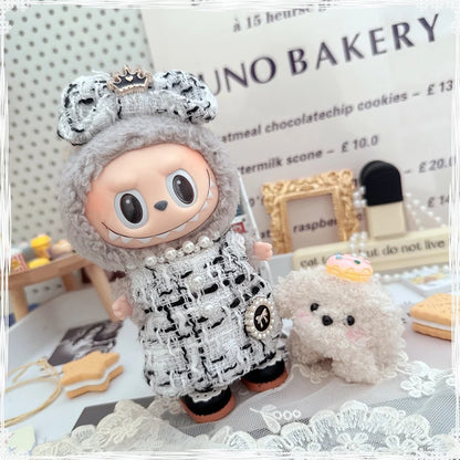 17cm Labubu Doll Accessories - Luxury Sweet Woolen Suit, Crossbody Bag & Princess Shoes Set